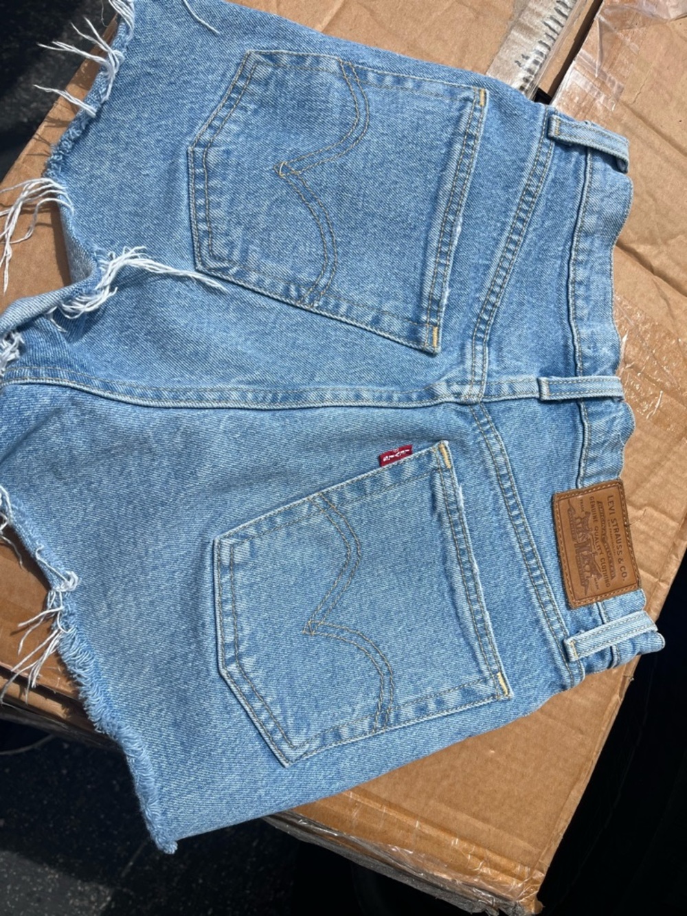 Levi's Classic Blue Denim Cutoff Shorts with Frayed Hem